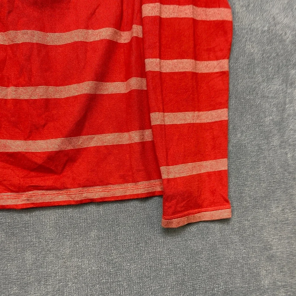 Banana Republic Sweater Mens Medium Red Gray Striped Cotton Crewneck Long Sleeve